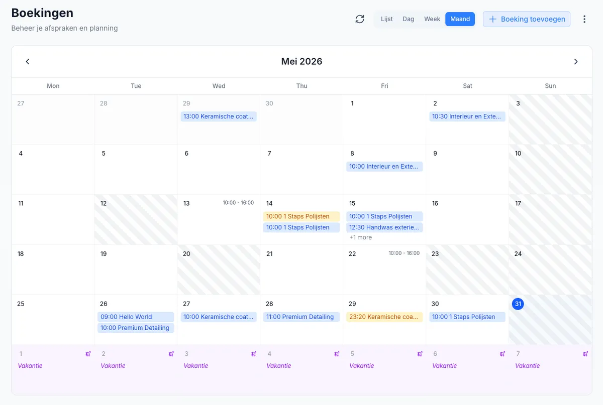 Boekingen & Planning