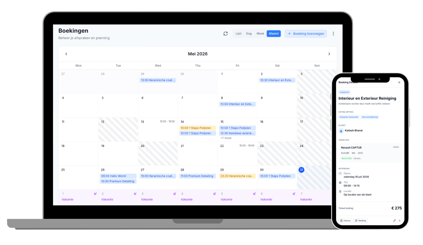 DetailerBuddy agenda en planning