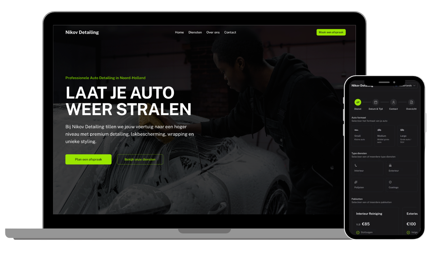 DetailerBuddy website en boekingswidget
